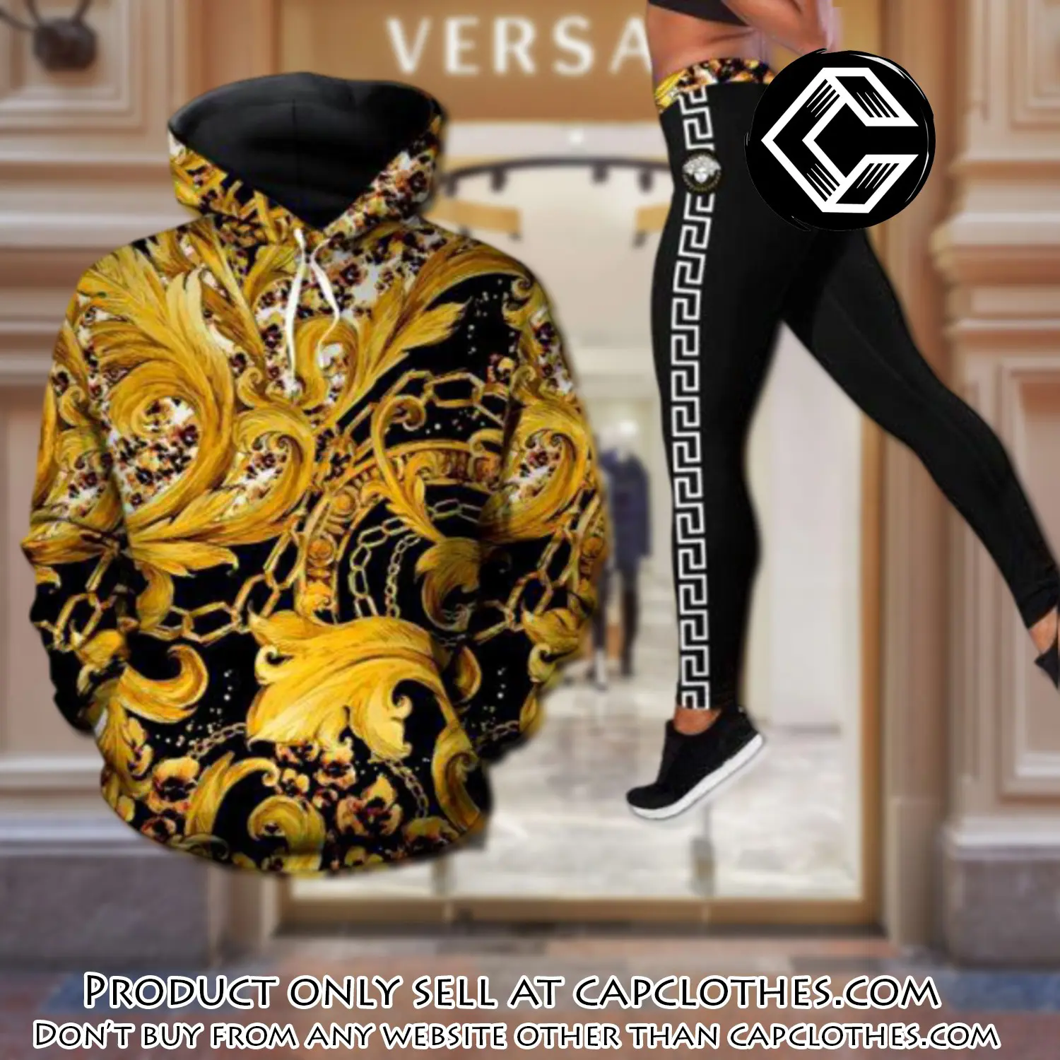 Gianni versace gold hoodie legging set luxury for women cc5136451